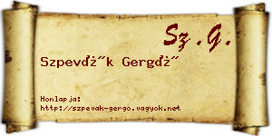 Szpevák Gergő névjegykártya